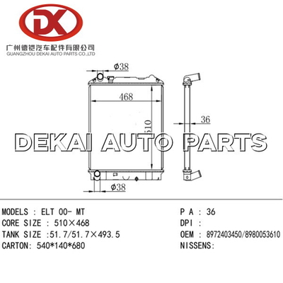 8973710110 Plastik Alüminyum Radyatör Isuzu Kamyon 8971771930 8973874661